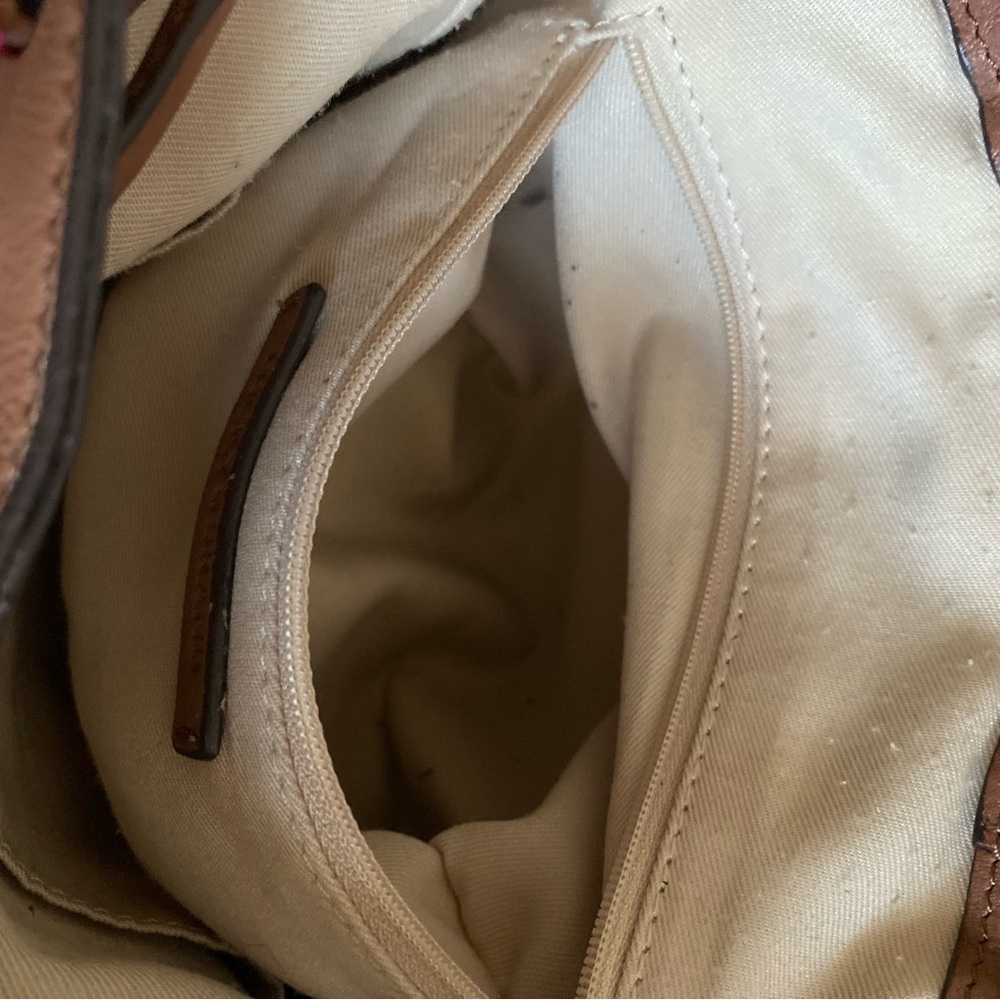 Lucky Brand Brown Leather Shoulder Bag with Gold Accents - Picture 4 of 7